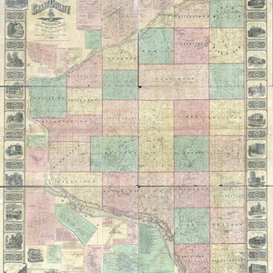 1868 Map of Grant County Wisconsin Platteville