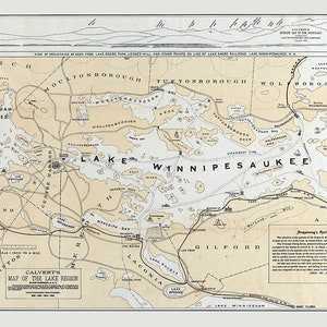 1896-Karte der Seenregion von New Hampshire Lake Winnipesaukee