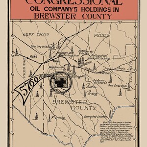 Carte des champs pétrolifères du comté de Brewster, au Texas, en 1920