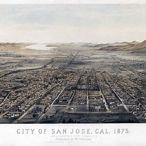 1875 Panorama-Karte der Stadt San Jose Kalifornien