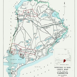 1910 Map of Yarmouth Barnstable County Massachusetts - Etsy