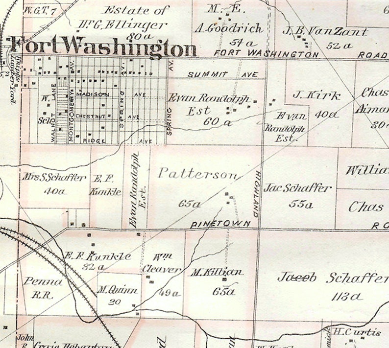 1893 Upper Dublin Township Map Montgomery County PA Etsy