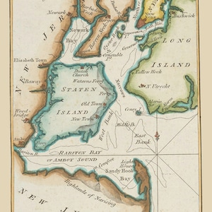 1778, carte du port de New York Staten et Long Island