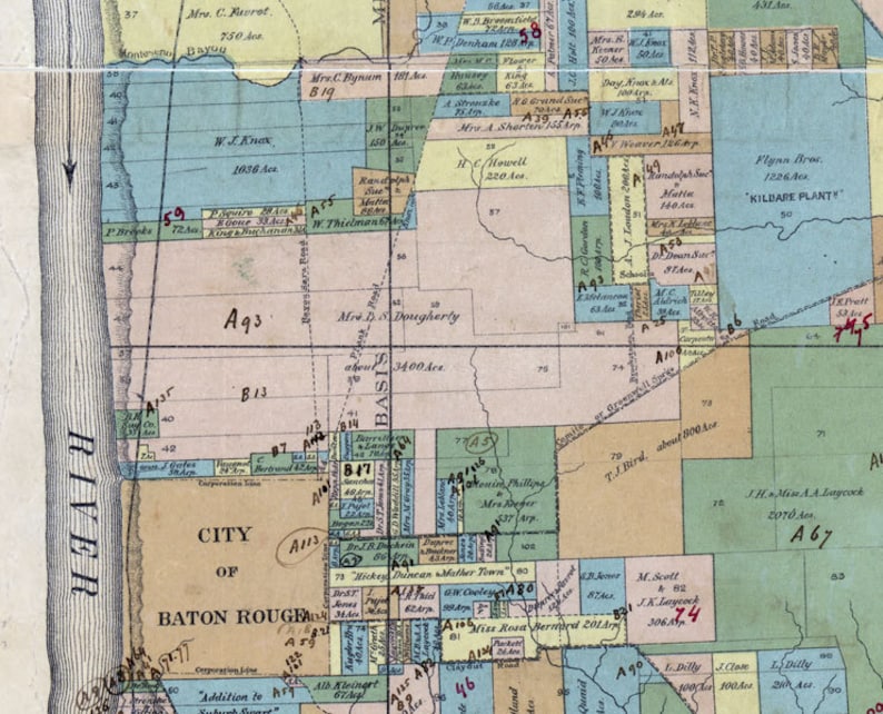 1895 Map of East Baton Rouge Parish county Louisiana Etsy