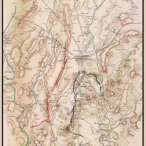 1863 Kaart van de burgeroorlog in Gettysburg, Pennsylvania