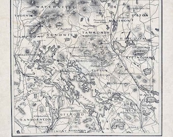 1870 Map of The Lake Country of New Hampshire Lake Winnepesaukee