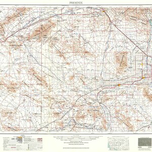 Topokaart uit 1958 van de Gila Bend Mountains in Phoenix, Arizona