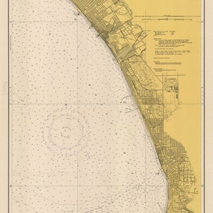 1948 Mappa nautica della Baia di Santa Monica in California