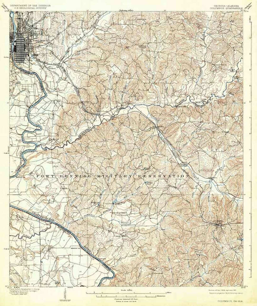 1908 Topo Map of Columbus Etsy
