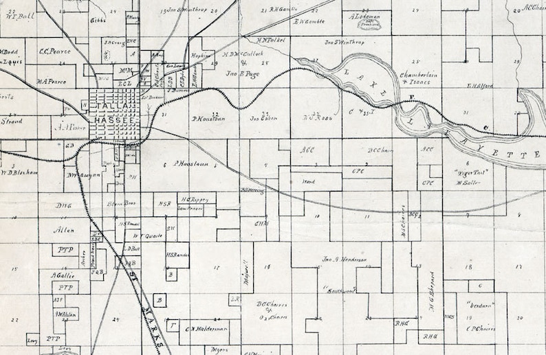 1883 Map of Leon County Florida Tallahassee Etsy