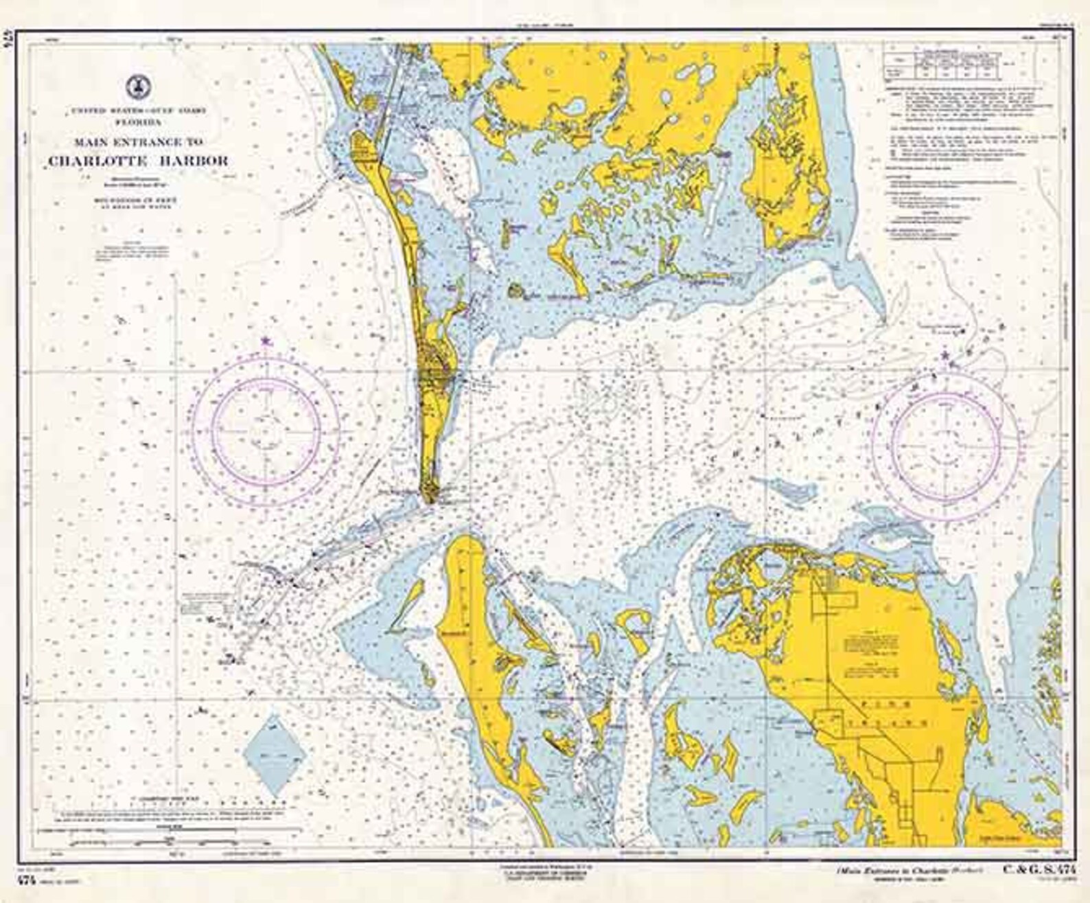 1961 Nautical Map of Charlotte Harbor Florida Etsy