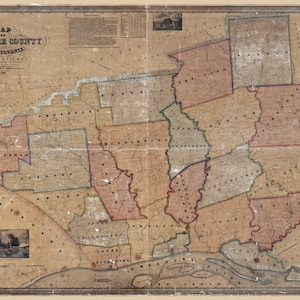 1848 Farm Line Map of Delaware County Pennsylvania from original surveys