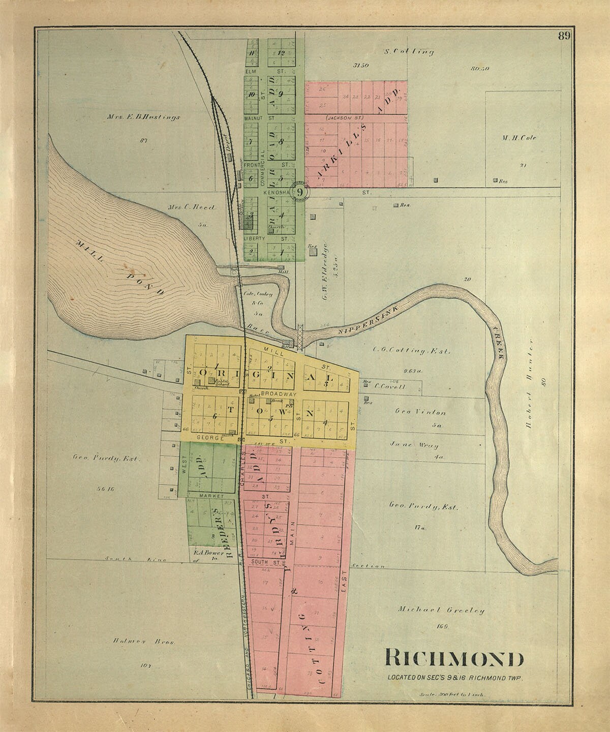 1892 Town Map of Richmond Mchenry County Illinois - Etsy