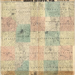 1900-Karte von Dodge County, Wisconsin