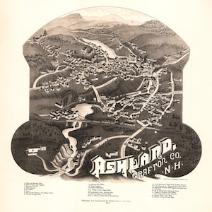 1883 Panoramakarte von Ashland Grafton County New Hampshire