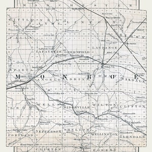 1880-Karte von Monroe County, Wisconsin