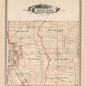1899 Mapa del municipio de Howland Condado de Trumbull Ohio