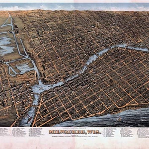 1872 Panoramakarte von Milwaukee Wisconsin