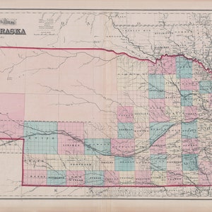 1873-Karte von Nebraska