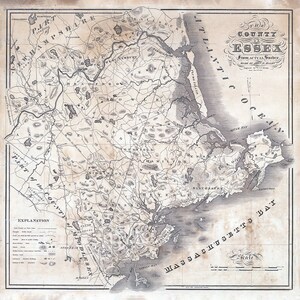 Carte 1825 du comté d'Essex, dans le Massachusetts