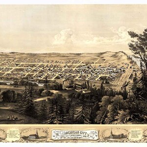 1869 Panorama-Karte von Lake Porte County