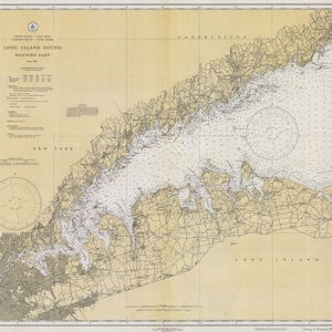 1934 Nautical Map of Long Island Sound Western Part New York