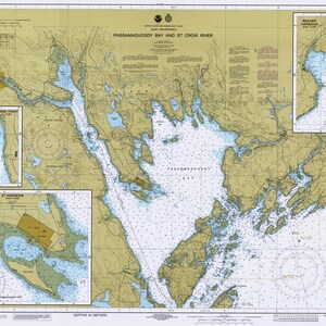 Carte marine de la baie de Passamaquoddy et de la rivière St Croix, dans le Maine, 1996