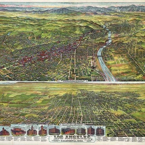 1894 Panorama-Karte von Los Angeles Kalifornien