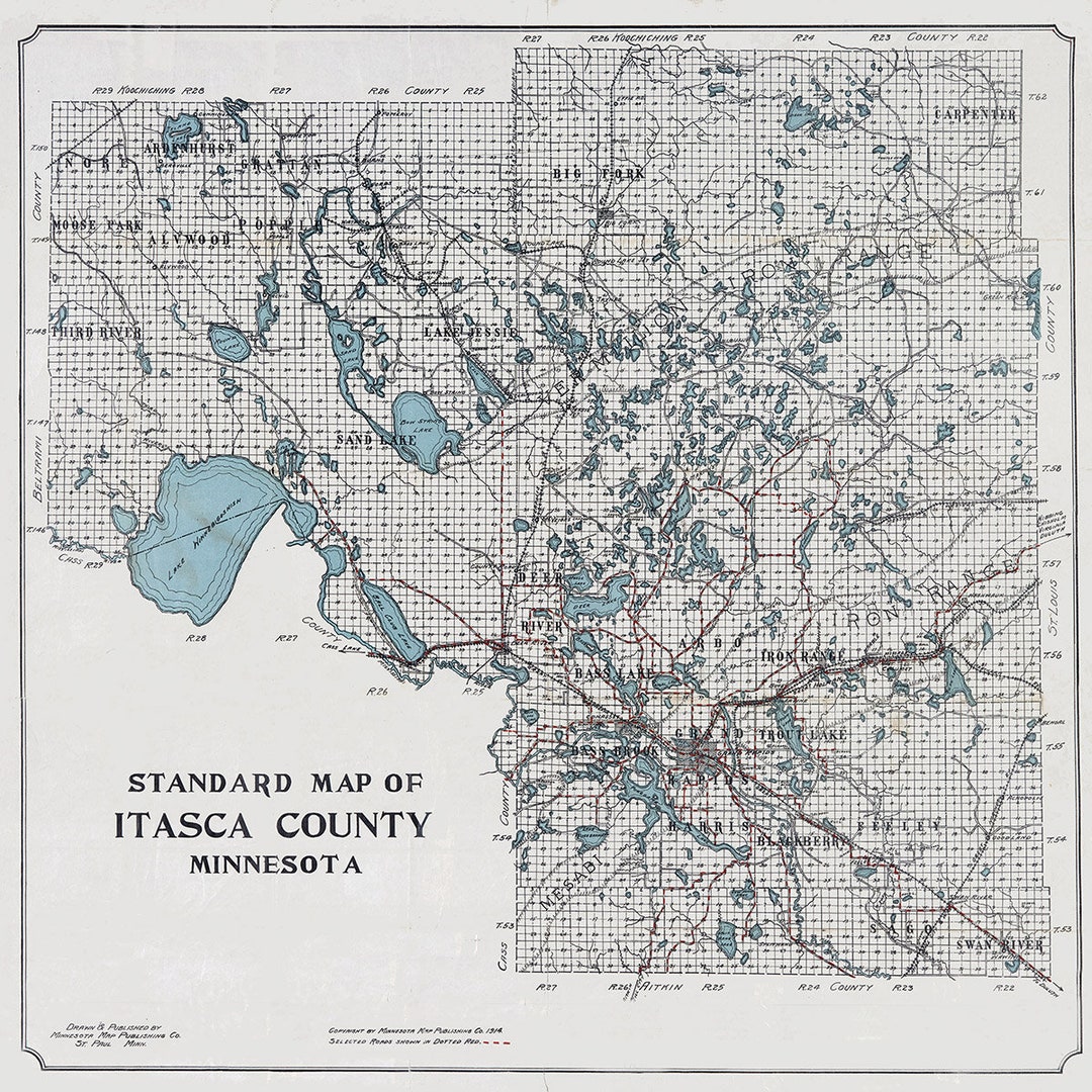 1914 Map of Itasca County Minnesota Etsy