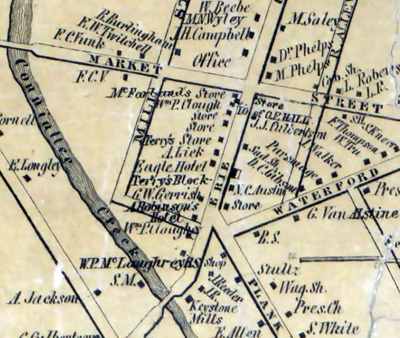 1855 Town Map of Edinboro Erie County Pennsylvania Etsy