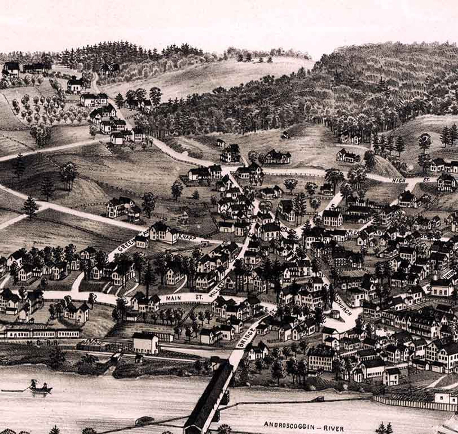 1889 Panoramic Map of Livermore Falls Maine Etsy