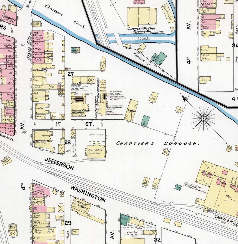 1889 Town Map of Mansfield Borough Allegheny County Etsy