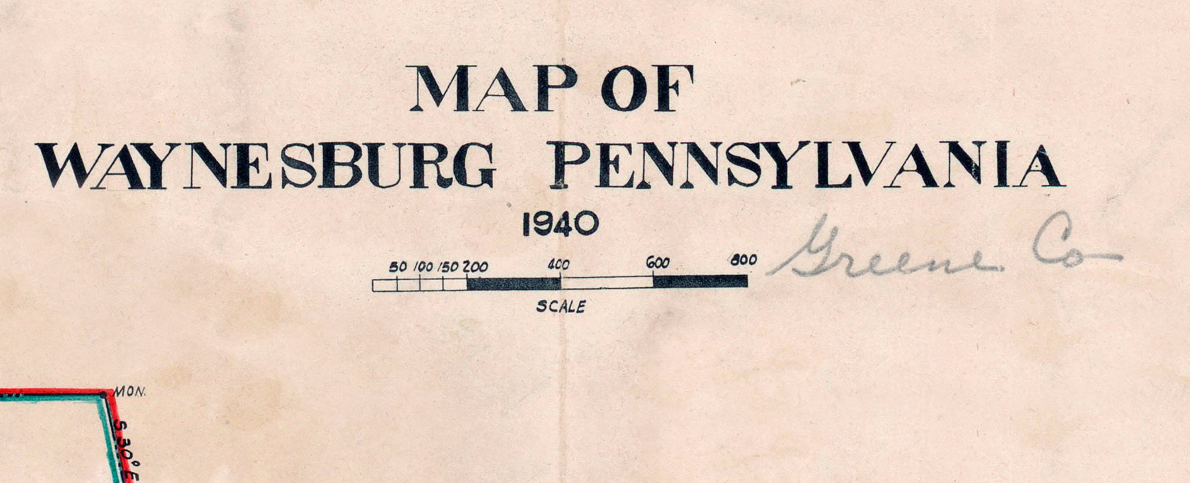 1940 Map of Waynesburg Greene County Pennsylvania image