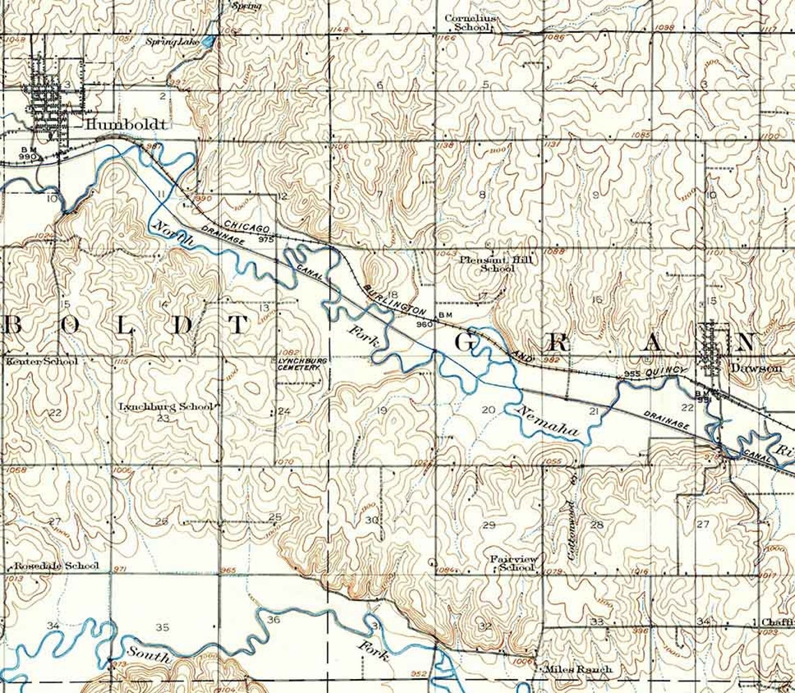 1916 Topo Map of Humboldt Nebraska Etsy