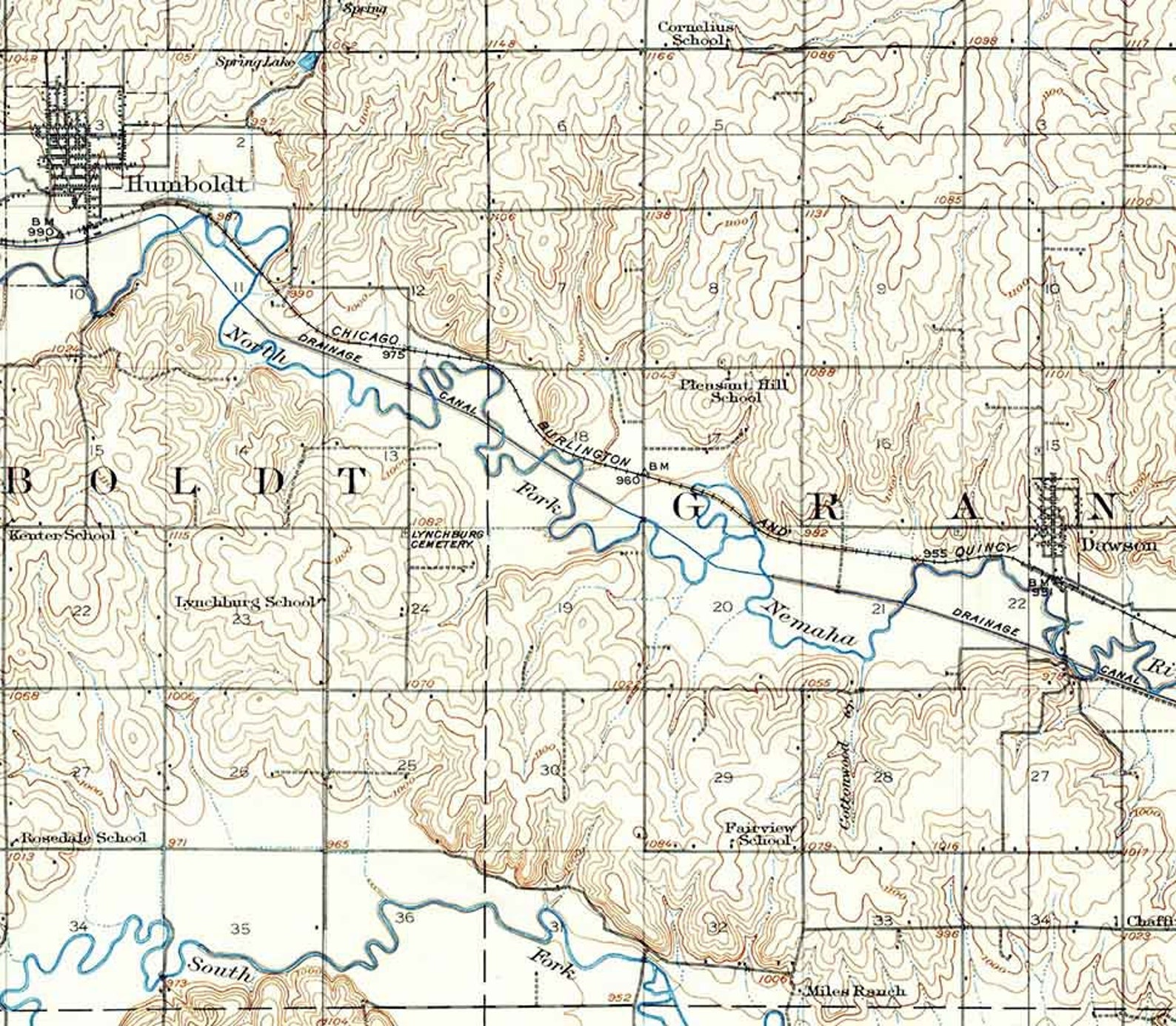 1916 Topo Map of Humboldt Nebraska Etsy