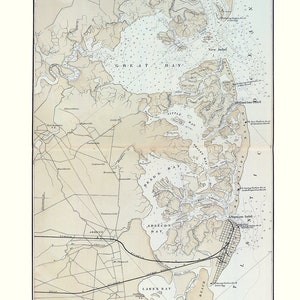 Carte de 1878 de la côte du New Jersey, de Tuckerton à Absecon Beach