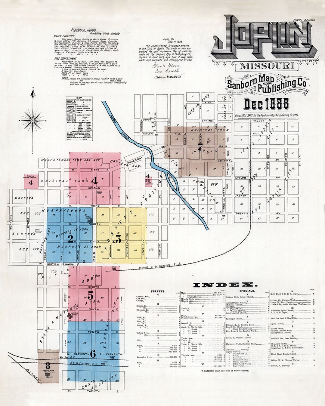 1888 Town Map of Joplin Missouri Etsy