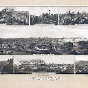 1882 Panoramakarte von Milwaukee Wisconsin