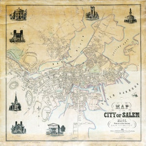 1851 Town Map of Salem Massachusetts