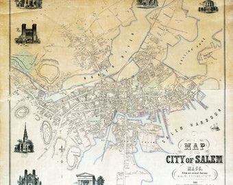 1851 Stadtplan von Salem Massachusetts
