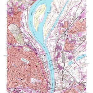 1954 Topo Karte von Granite City Illinois St. Louis Mosenthein Island