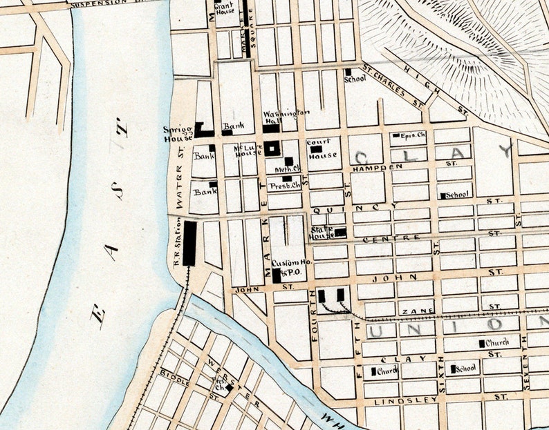 1889 Map of Wheeling West Virginia Etsy