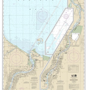 2013 Nautische Karte des Saginaw Flusses in Regency