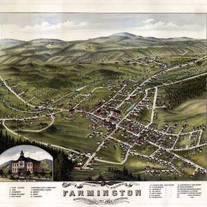 1877 Panorama-Karte von Farmington Stafford County, New Hampshire
