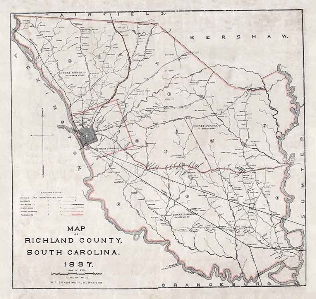 1897 Map of Richland County South Carolina Etsy