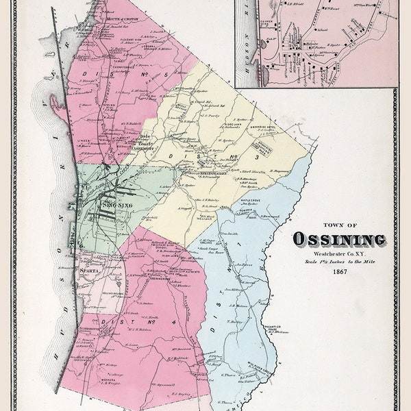 1867 Map of Ossining Westchester County New York