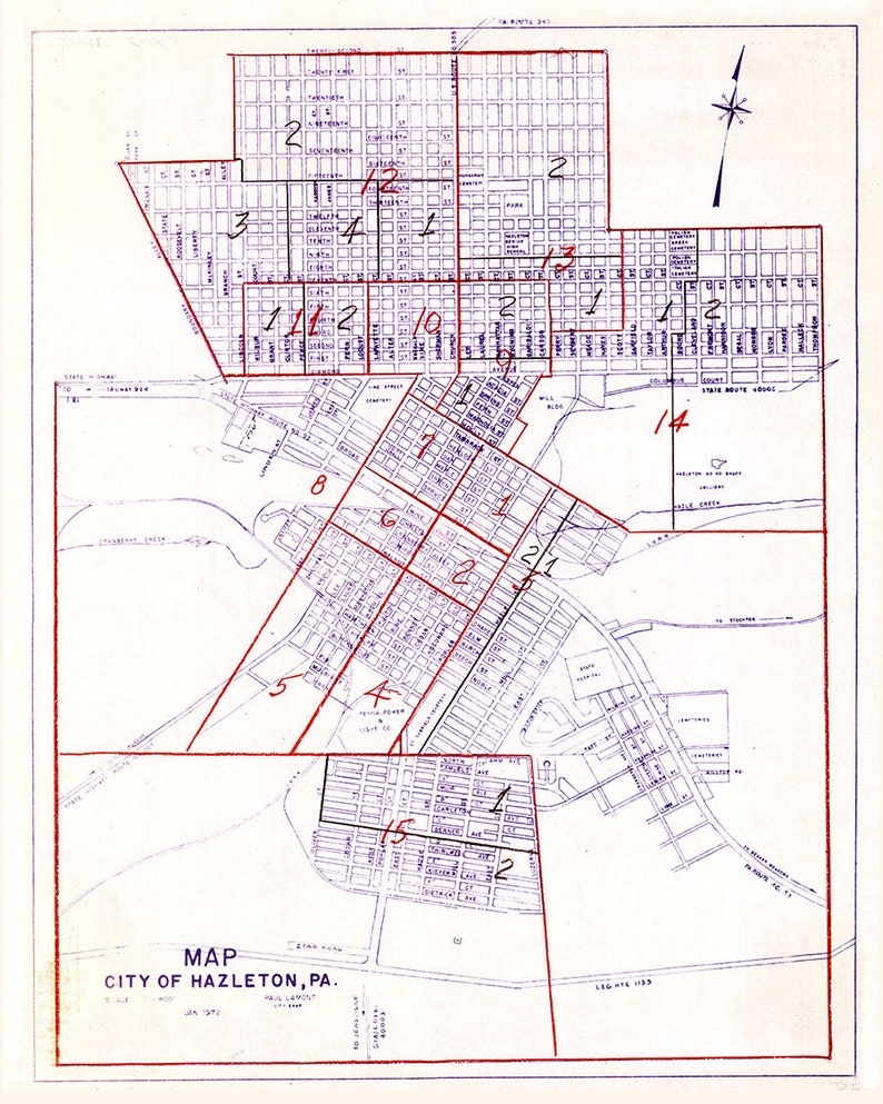 1972 Map of Hazleton Pennsylvania - Etsy