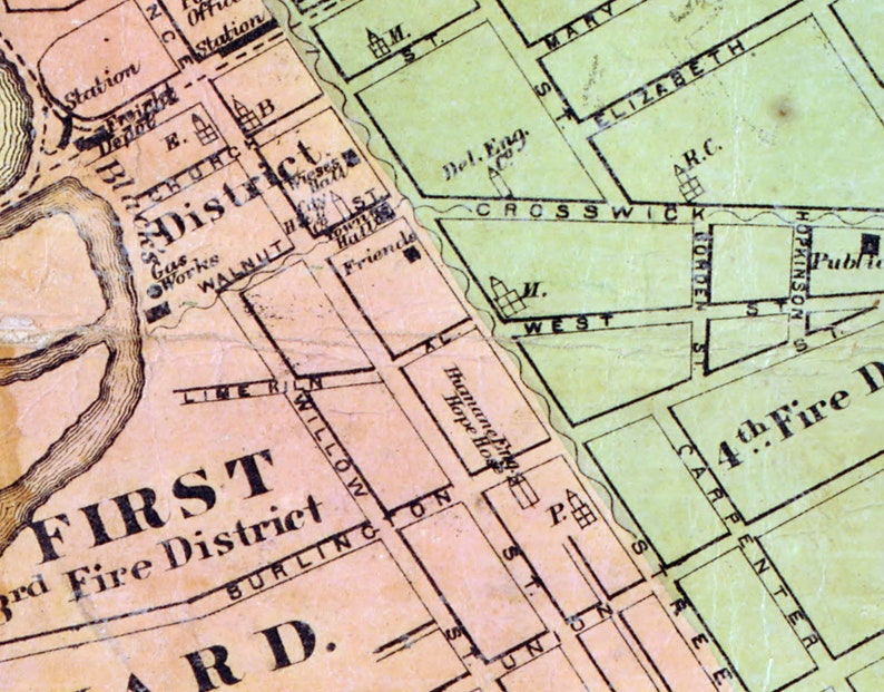 1870 Map of Bordentown New Jersey Etsy