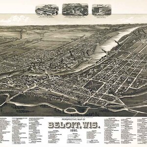 1890 Panoramakarte von Beloit Wisconsin