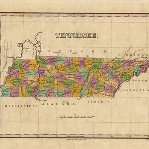 1825 Map of Tennessee